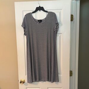 Ronni Nicole Black and White Striped Mini Dress